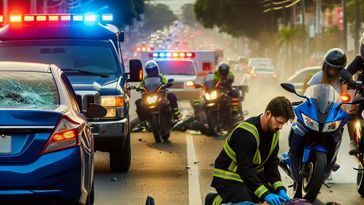 Un hombre de 42 años herido en un brutal choque entre coche y moto en Logroño